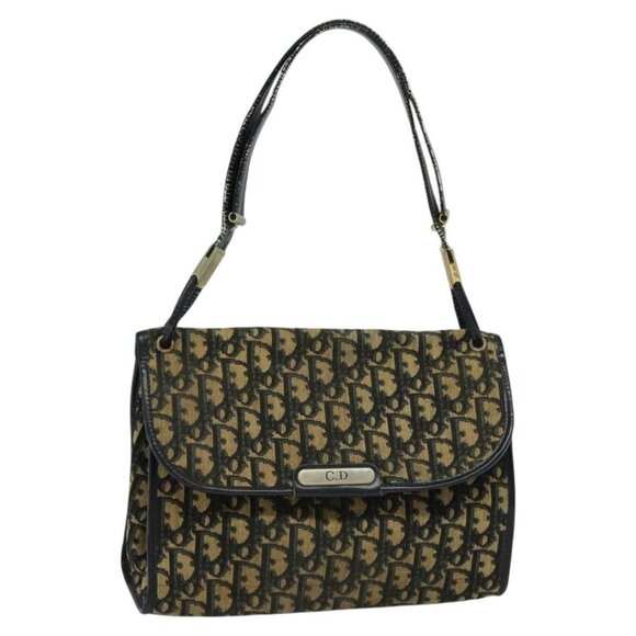 Dior Handbags - Christian Dior Trotter Canvas Shoulder Bag Navy Gold